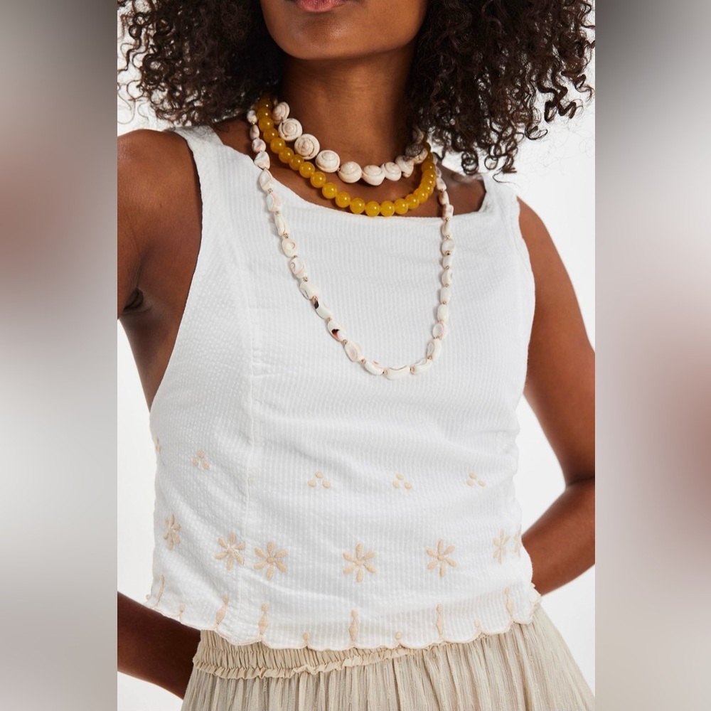 Free People Kayla Solid Embroidered Top Size L